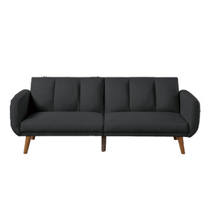 Benzara Adjustable Upholstered Sofa with Track Armrests and Angled Legs, Gray BM233092 Gray Fabric and wood BM233092