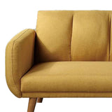 Benzara Adjustable Upholstered Sofa with Track Armrests and Angled Legs, Yellow BM233093 Yellow Fabric and wood BM233093