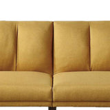 Benzara Adjustable Upholstered Sofa with Track Armrests and Angled Legs, Yellow BM233093 Yellow Fabric and wood BM233093