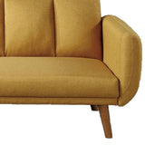 Benzara Adjustable Upholstered Sofa with Track Armrests and Angled Legs, Yellow BM233093 Yellow Fabric and wood BM233093