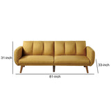 Benzara Adjustable Upholstered Sofa with Track Armrests and Angled Legs, Yellow BM233093 Yellow Fabric and wood BM233093