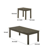 Benzara 3 Piece Transitional Coffee Table and End Table with Block Legs, Gray BM233095 Gray Wood and Veneer BM233095