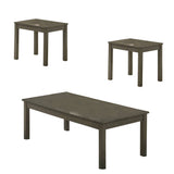 3 Piece Transitional Coffee Table and End Table with Block Legs, Gray