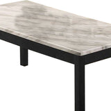 Benzara 3 Piece Coffee Table and End Table with Faux Marble Top, Black and White BM233097 Black and white Wood and faux marble BM233097