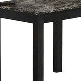 Benzara 3 Piece Coffee Table and End Table with Faux Marble Top, Black BM233098 Black Wood and faux marble BM233098