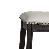 Benzara 29 Inch Wooden Bar Stool with Upholstered Cushion Seat Set of 2, Gray and Black BM233105 Black and Gray Wood BM233105