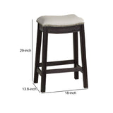 Benzara 29 Inch Wooden Bar Stool with Upholstered Cushion Seat Set of 2, Gray and Black BM233105 Black and Gray Wood BM233105