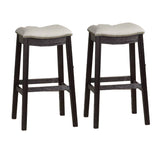 Benzara 29 Inch Wooden Bar Stool with Upholstered Cushion Seat Set of 2, Gray and Black BM233105 Black and Gray Wood BM233105