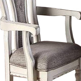 Benzara Wooden Arm Chair with Button Tufted Back, Set of 2, Cream and Gray BM233131 Cream and Gray Wood and Fabric BM233131