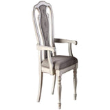 Benzara Wooden Arm Chair with Button Tufted Back, Set of 2, Cream and Gray BM233131 Cream and Gray Wood and Fabric BM233131