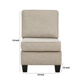 Benzara Fabric Upholstered Armless Chair with Welt Trim, Beige BM233196 Beige Solid Wood, Engineered Lumber and Fabric BM233196