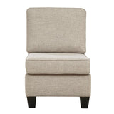 Benzara Fabric Upholstered Armless Chair with Welt Trim, Beige BM233196 Beige Solid Wood, Engineered Lumber and Fabric BM233196