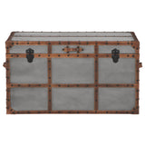 Benzara 33.5 Inches Wooden Storage Trunk with Bolt Trim, Gray BM233198 Gray Engineered Wood, Metal and Canvas BM233198