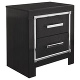 24.3 Inches 2 Drawer Nightstand with Metal Trim, Black