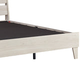 Benzara Wooden Twin Platform Bed with Grains, Off White BM233200 White Engineered Wood and Veneer BM233200