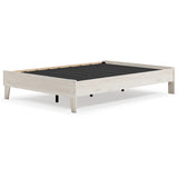 Benzara Wooden Full Platform Bed with Grains, Off White BM233201 White Engineered Wood and Veneer BM233201