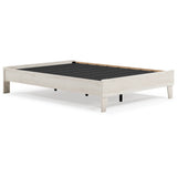 Benzara Wooden Full Platform Bed with Grains, Off White BM233201 White Engineered Wood and Veneer BM233201