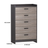 Benzara 45 Inches 5 Drawer Chest with Bar Pull, Brown and Beige BM233202 Brown and Beige Engineered Wood and Laminate BM233202