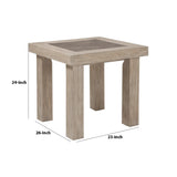 Benzara 24 Inches Wooden End Table with Grains, Brown BM233211 Brown Solid Wood and Veneer BM233211