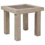 24 Inches Wooden End Table with Grains, Brown