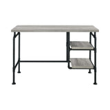 Benzara 47 Inch Wooden and Metal Writing Desk, Black and Gray BM233212 Black and Gray Solid Wood, MDF, and Metal BM233212