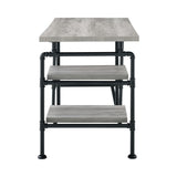 Benzara 47 Inch Wooden and Metal Writing Desk, Black and Gray BM233212 Black and Gray Solid Wood, MDF, and Metal BM233212