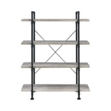 Benzara 56 Inch 4 Tier Metal and Wooden Bookcase, Black and Gray BM233213 Black and Gray Solid Wood, MDF, and Metal BM233213