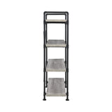 Benzara 56 Inch 4 Tier Metal and Wooden Bookcase, Black and Gray BM233213 Black and Gray Solid Wood, MDF, and Metal BM233213