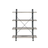 Benzara 56 Inch 4 Tier Metal and Wooden Bookcase, Black and Gray BM233213 Black and Gray Solid Wood, MDF, and Metal BM233213