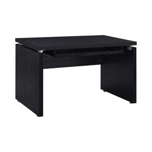 Benzara 47 Inch Wooden Computer Desk with Keyboard Tray, Black BM233214 Black Solid Wood and MDF BM233214