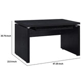 Benzara 47 Inch Wooden Computer Desk with Keyboard Tray, Black BM233214 Black Solid Wood and MDF BM233214