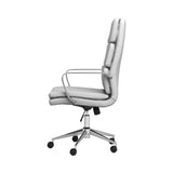 Benzara 43 Inch Leatherette Office Chair with 5 Star Base, White BM233216 White Solid Wood, Leatherette, and Metal BM233216