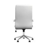 Benzara 43 Inch Leatherette Office Chair with 5 Star Base, White BM233216 White Solid Wood, Leatherette, and Metal BM233216
