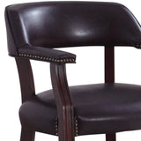 Benzara 31 Inch Leatherette Guest chair with Nailhead Trims, Brown BM233218 Brown Solid Wood and Leatherette BM233218