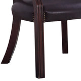 Benzara 31 Inch Leatherette Guest chair with Nailhead Trims, Brown BM233218 Brown Solid Wood and Leatherette BM233218