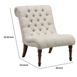 Benzara Rolled Back Armless Design Accent Chair with Button Tufting, Gray BM233221 Gray Fabric BM233221