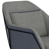 Benzara Fabric Accent Chair with Angled Sled Base and 1 Pillow, Gray BM233227 Gray Fabric, Leatherette, Metal BM233227