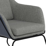 Benzara Fabric Accent Chair with Angled Sled Base and 1 Pillow, Gray BM233227 Gray Fabric, Leatherette, Metal BM233227