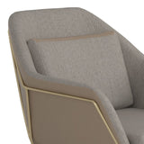 Benzara Fabric Accent Chair with Angled Sled Base, Gray and Gold BM233228 Gray, Gold Fabric, Leatherette, Metal BM233228