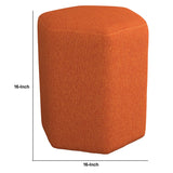 Benzara Hexagonal Shaped Fabric Stool with Padded Seat, Orange BM233229 Orange Fabric, Solid wood BM233229