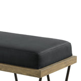 Benzara Leatherette Padded Bench with Hairpin Legs, Gray BM233232 Gray Leatherette, Metal, Solid wood BM233232