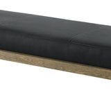 Benzara Leatherette Padded Bench with Hairpin Legs, Gray BM233232 Gray Leatherette, Metal, Solid wood BM233232