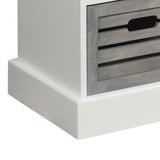 Benzara 3 Drawer Wooden Storage Bench with Plinth Base, Gray and White BM233233 Gray, White Solid wood BM233233