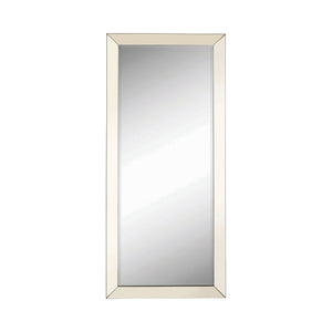 Benzara Rectangular Shaped Floor Mirror with Beveled Edge, Silver BM233236 Silver Mirror BM233236