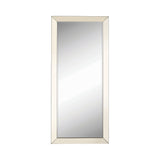 Rectangular Shaped Floor Mirror with Beveled Edge, Silver