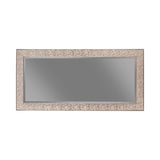 Benzara Rectangular Beveled Accent Floor Mirror with Glitter Mosaic Pattern, Silver BM233237 Silver Solid Wood and Mirror BM233237