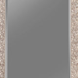 Benzara Rectangular Beveled Accent Floor Mirror with Glitter Mosaic Pattern, Silver BM233237 Silver Solid Wood and Mirror BM233237