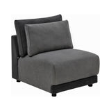 Low Profile Fabric Upholstered Armless Chair with Reversible Back, Gray
