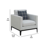 Benzara Fabric Upholstered Arm Chair with Reversible Cushions and Pillows, Gray BM233245 Gray Solid Wood and Metal BM233245