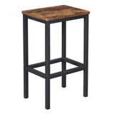 Benzara 25.6 Inches Bar Stool with Wooden Seat, Set of 2, Brown and Black BM233377 Brown and Black Particleboard and Metal BM233377